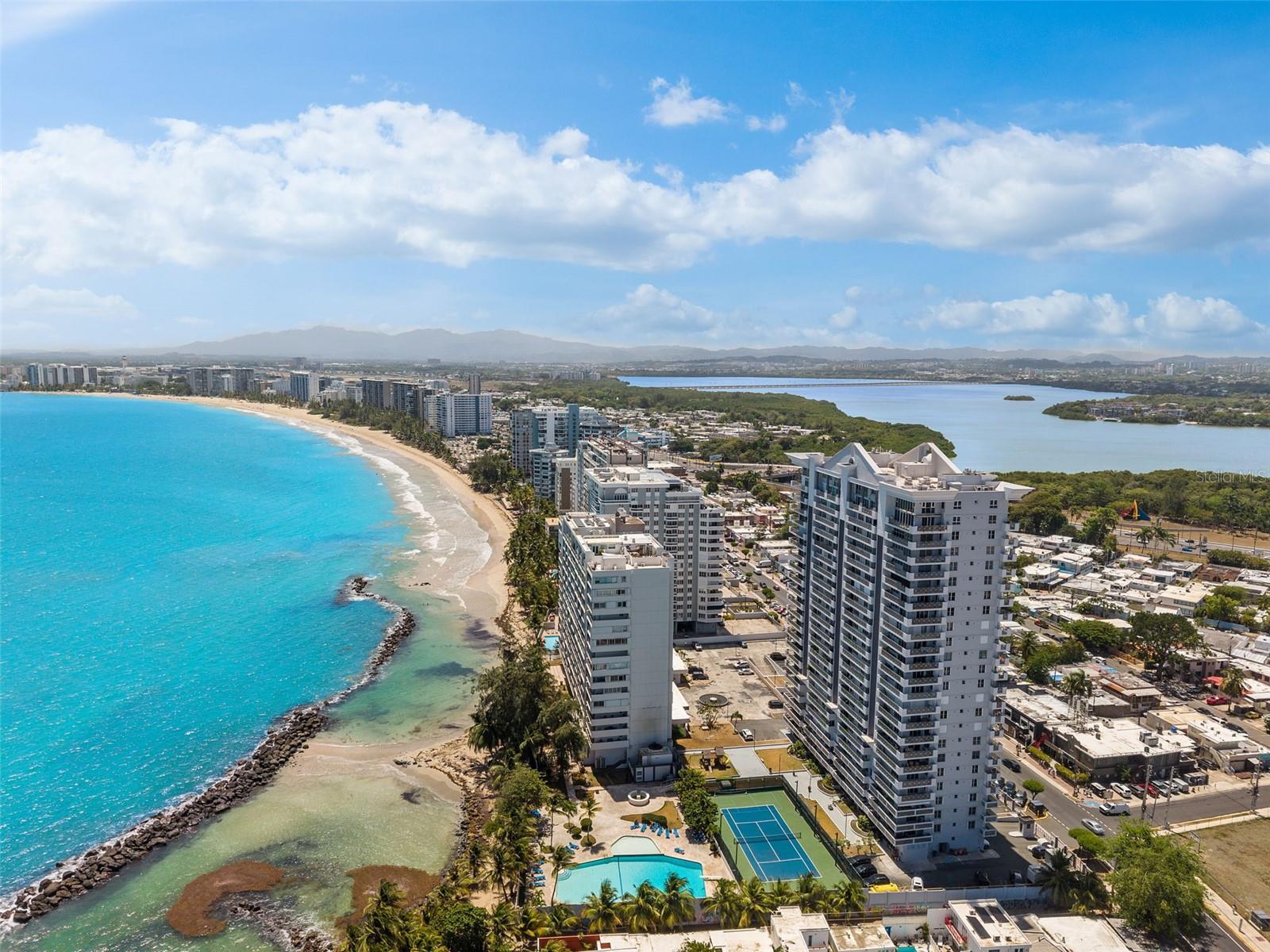 Puerto Rico coastal business district and skyline